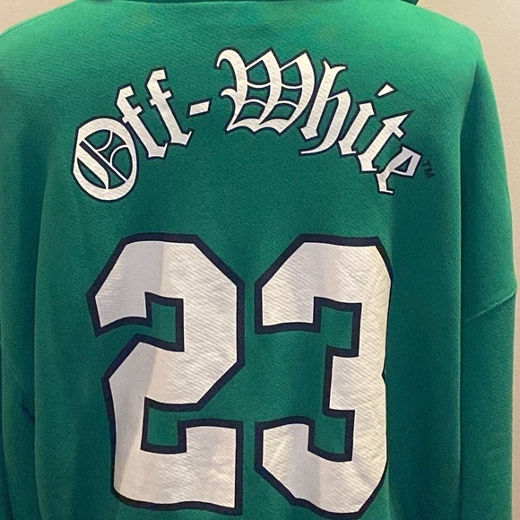 NWT Off-White Oversize Football Logo Graphic Hoodie in College Green (sz M) - Picture 6 of 8